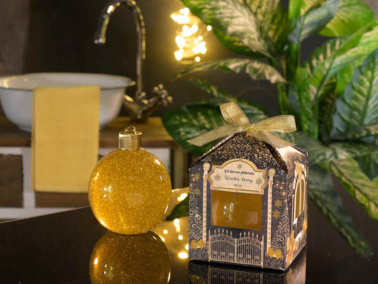 Confezione regalo natalizia con gel doccia glitterato 500 ml