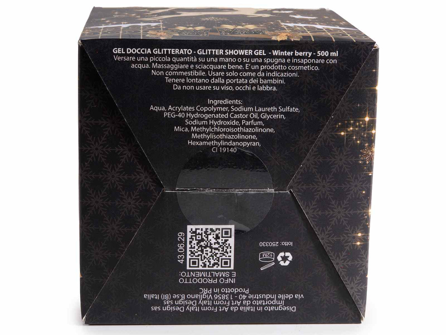 Confezione regalo natalizia con gel doccia glitterato 500 ml