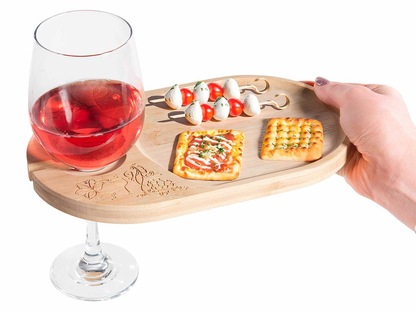 Vassoio in legno con porta bicchiere