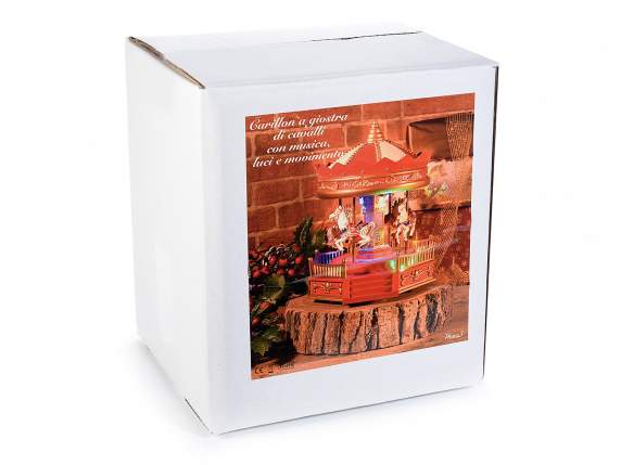 Carillon giostra cavalli resina con luci, movimento e musica